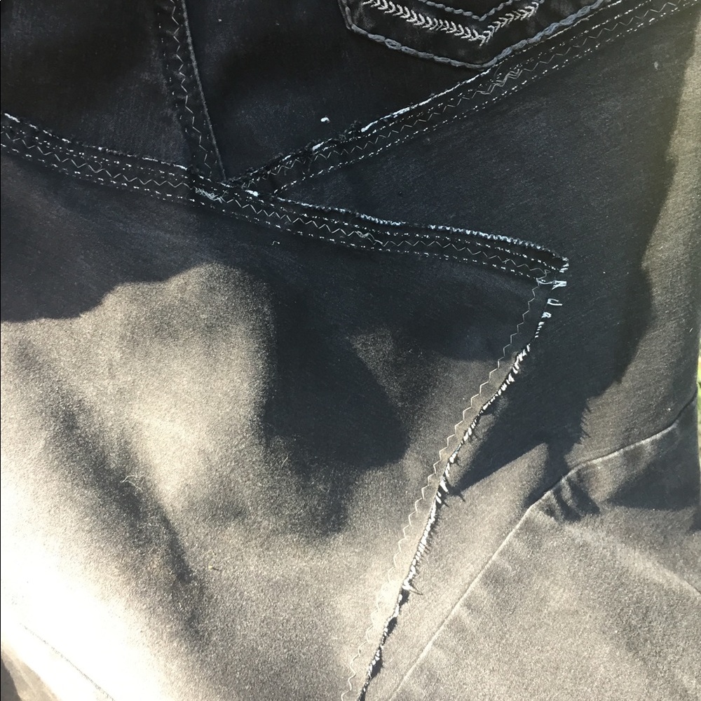Kreativekristen upcycled stretchy black denim hem boho asymmetric skirt - Picture 14 of 15